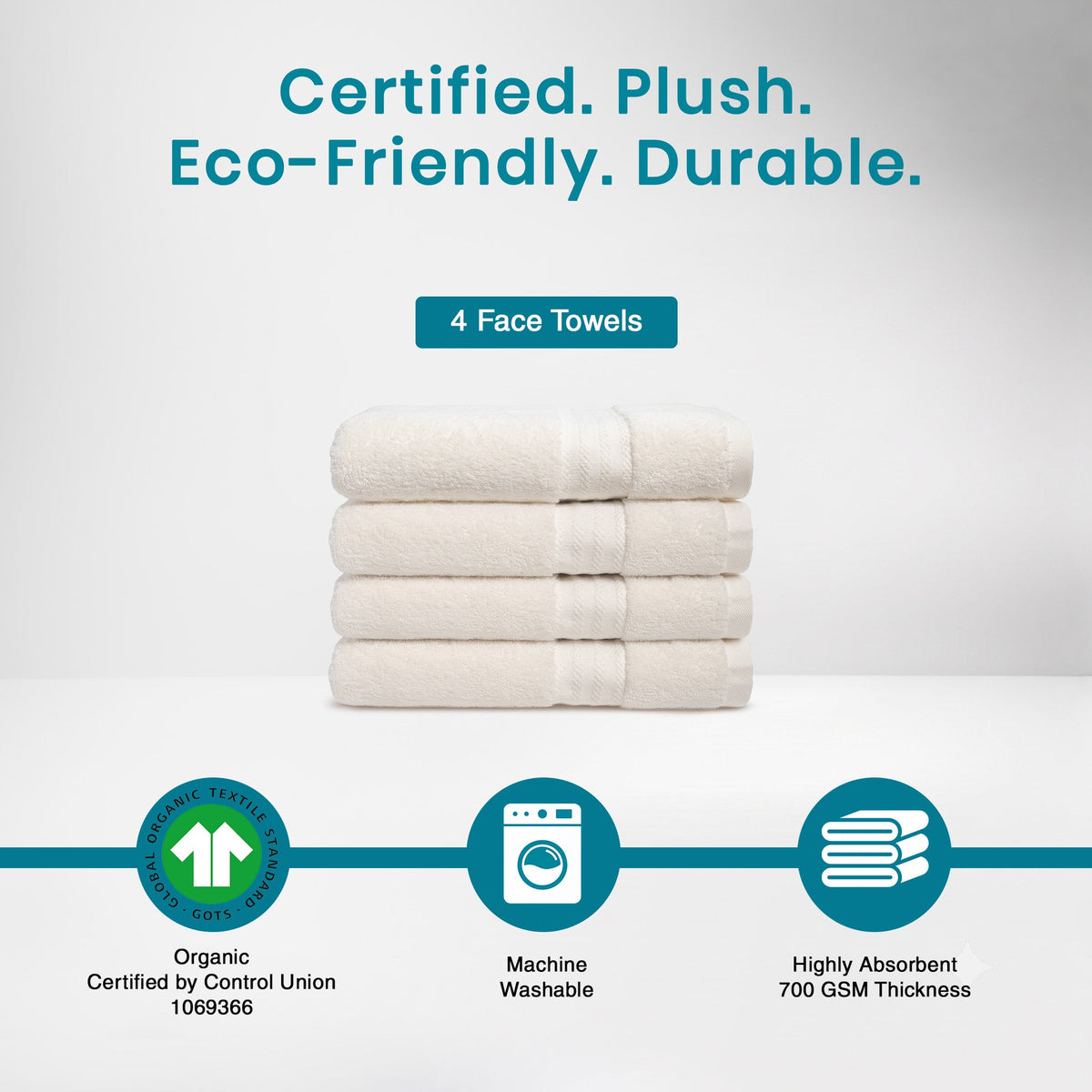 100% Organic Cotton 700 GSM- 4 Face Towels