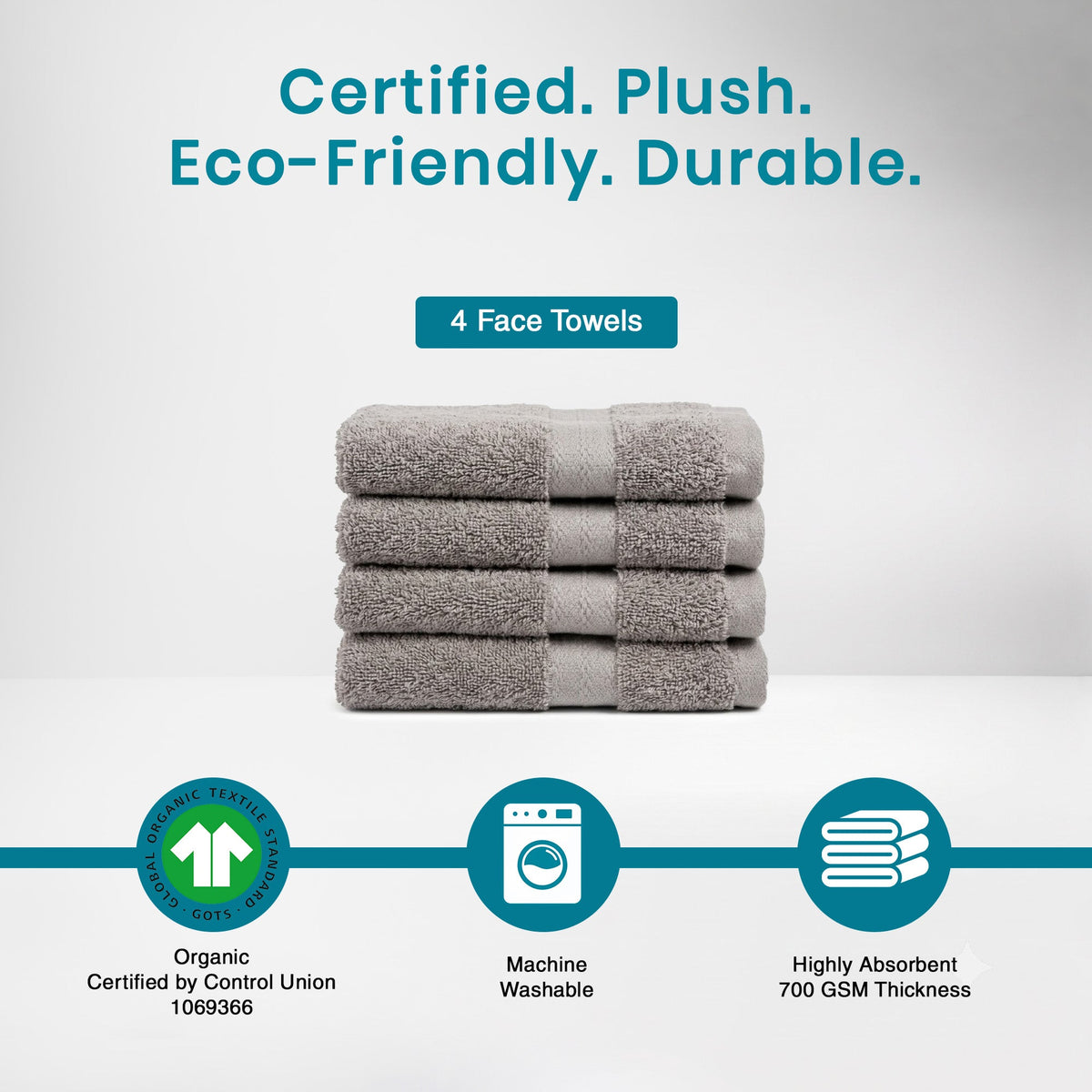 100% Organic Cotton 700 GSM- 4 Face Towels