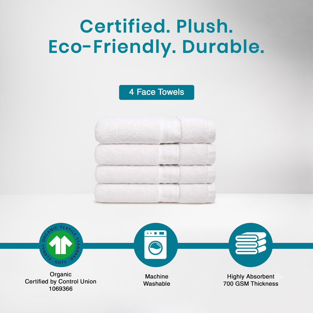100% Organic Cotton 700 GSM- 4 Face Towels