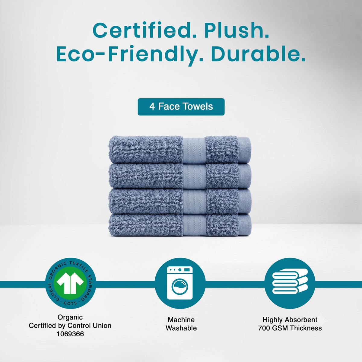 100% Organic Cotton 700 GSM- 4 Face Towels