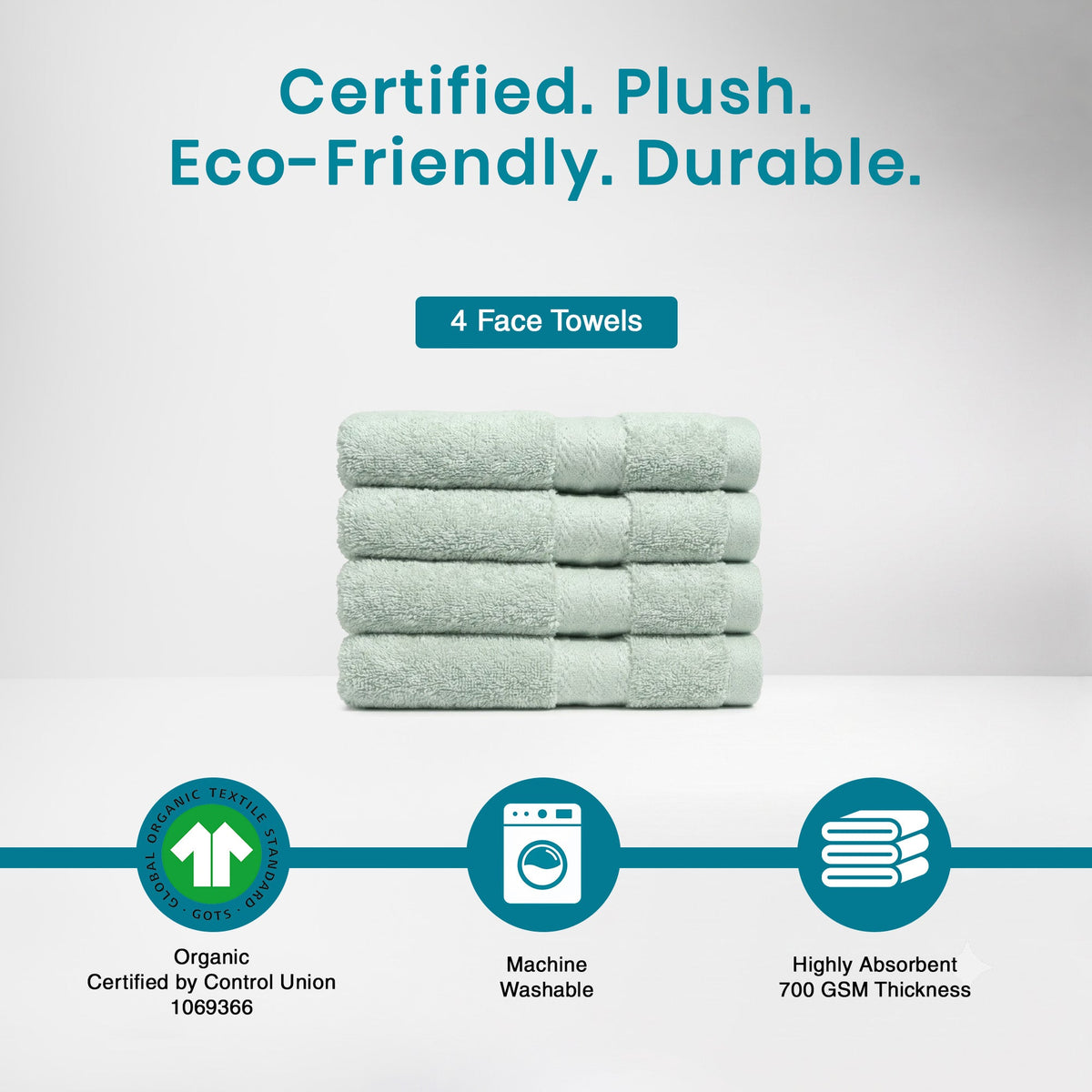 100% Organic Cotton 700 GSM- 4 Face Towels