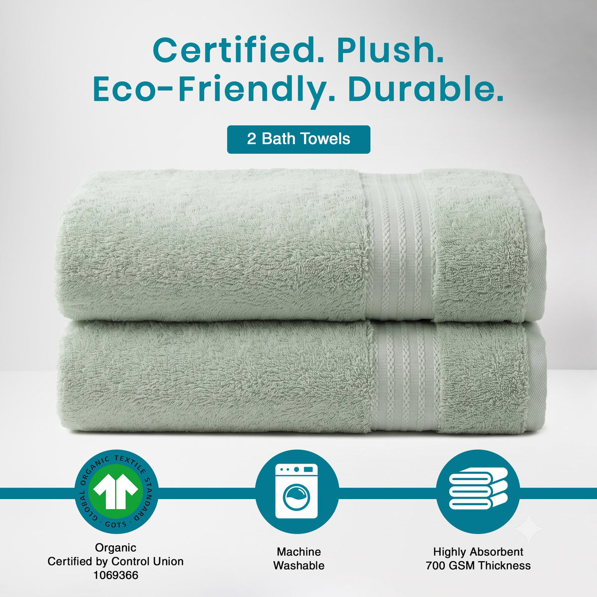 100% Organic Cotton 700 GSM- 2 Bath Towels
