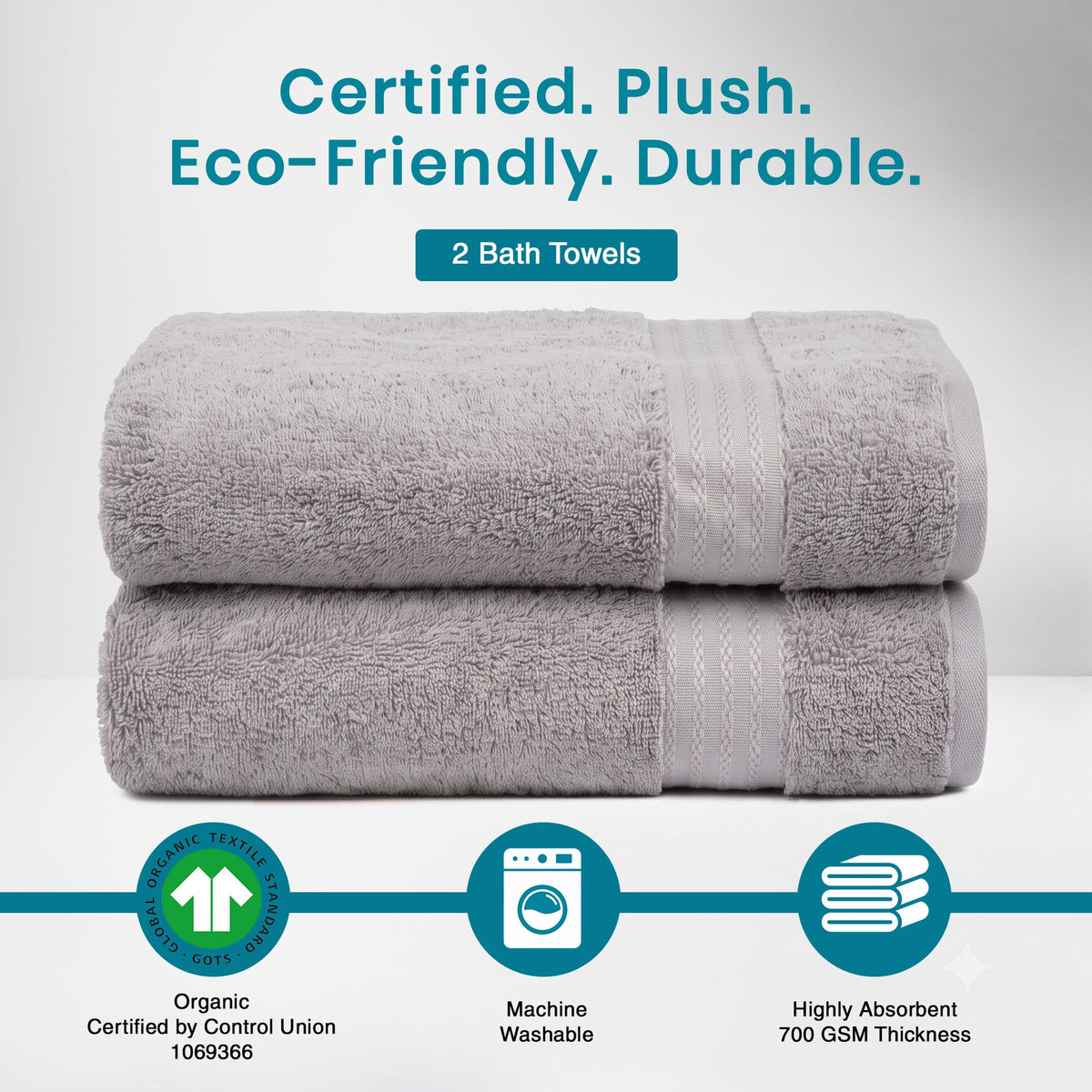 100% Organic Cotton 700 GSM- 2 Bath Towels