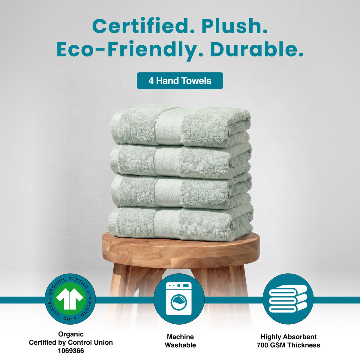 100% Organic Cotton Luxury Towels- 4 Hand Towels