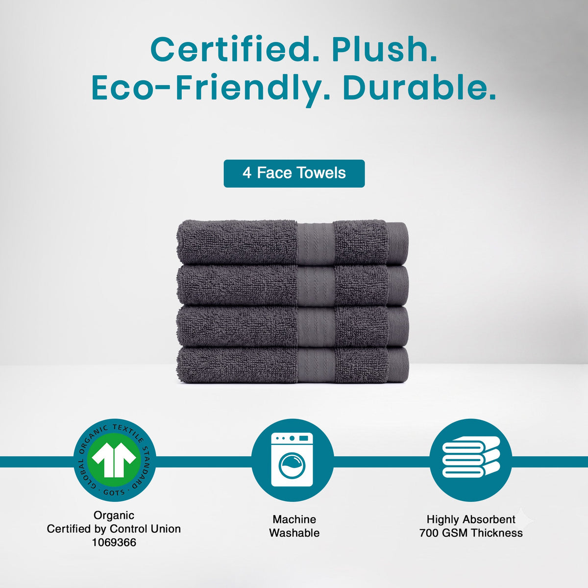 100% Organic Cotton 700 GSM- 4 Face Towels