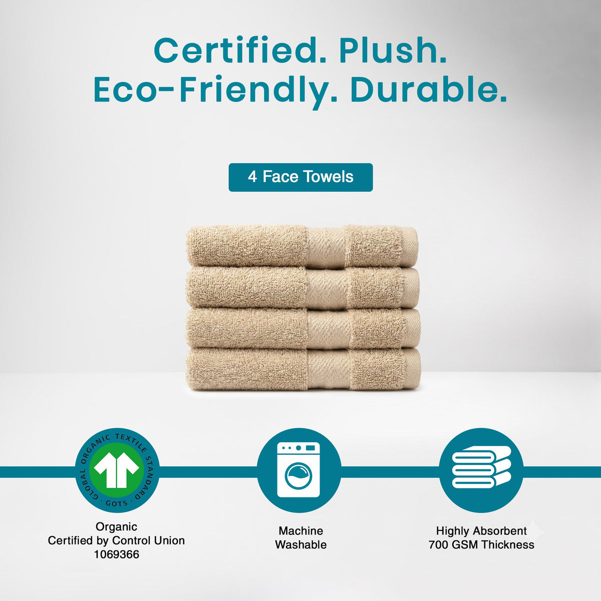 100% Organic Cotton 700 GSM- 4 Face Towels
