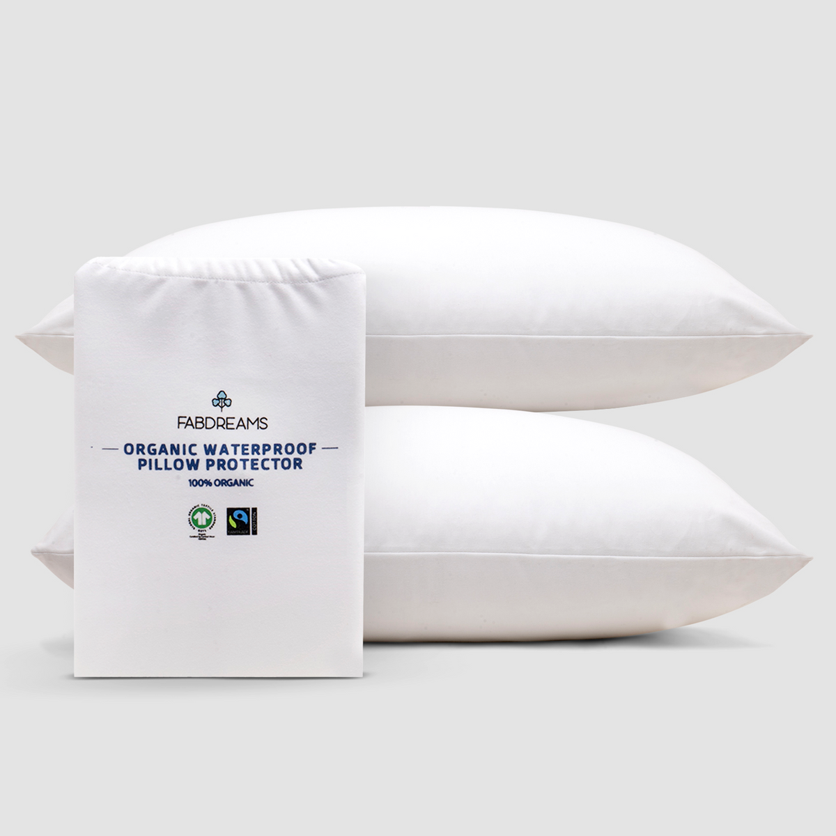 100% Organic Cotton Waterproof Pillow Protectors (Set of 2)