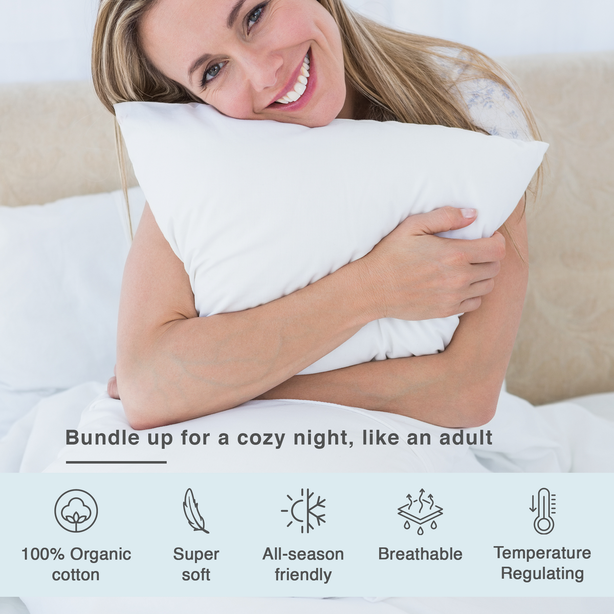 100% Organic Cotton Waterproof Pillow Protectors (Set of 2)